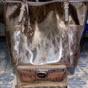 Rose Gold MK purse and wallet
